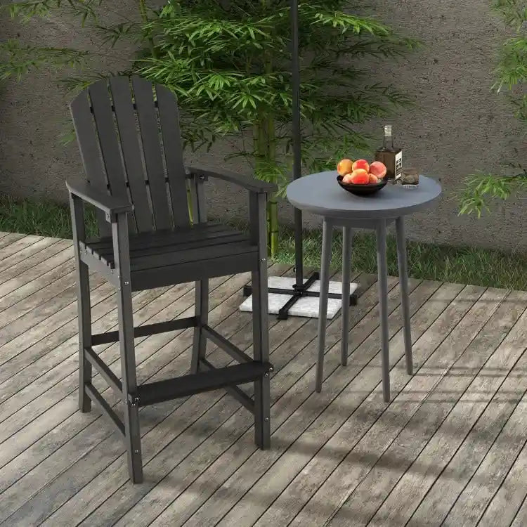 Tabouret de bar d'extérieur en PEHD, hauteur comptoir 76 cm, avec accoudoirs et repose-pieds - 68,5 x 58,5 x 132 cm