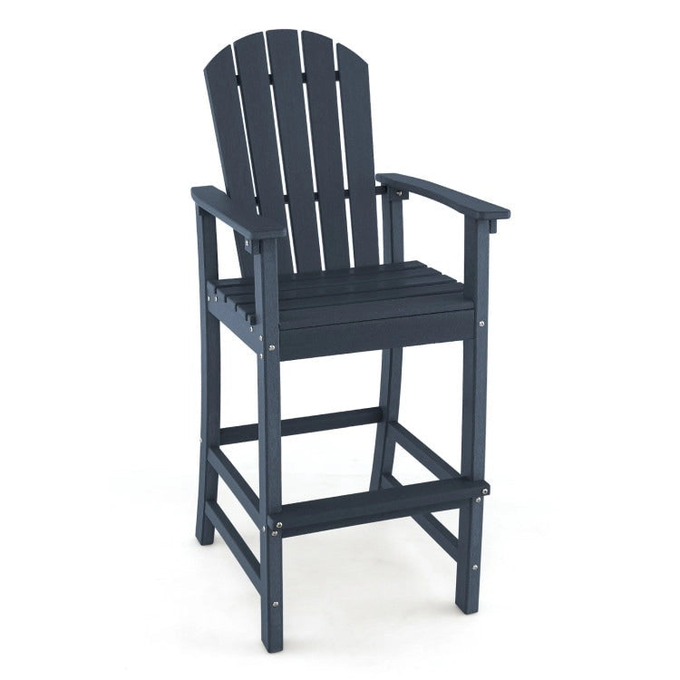 Tabouret de bar d'extérieur en PEHD, hauteur comptoir 76 cm, avec accoudoirs et repose-pieds - 68,5 x 58,5 x 132 cm