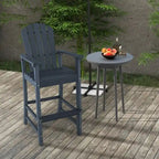 Tabouret de bar d'extérieur en PEHD, hauteur comptoir 76 cm, avec accoudoirs et repose-pieds - 68,5 x 58,5 x 132 cm