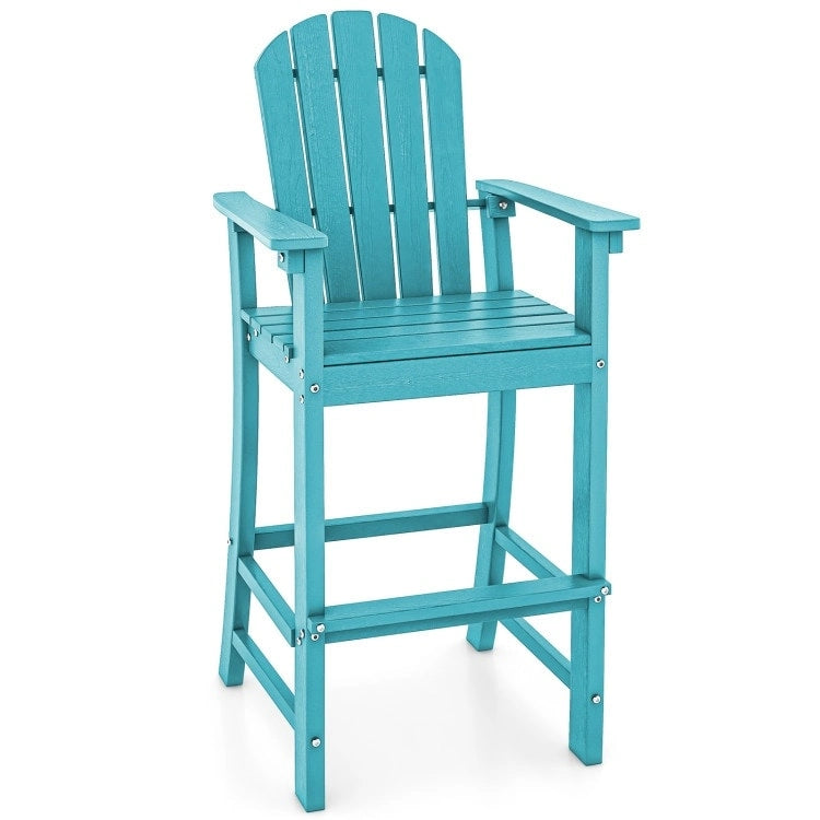Tabouret de bar d'extérieur en PEHD, hauteur comptoir 76 cm, avec accoudoirs et repose-pieds - 68,5 x 58,5 x 132 cm