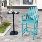 Tabouret de bar d'extérieur en PEHD, hauteur comptoir 76 cm, avec accoudoirs et repose-pieds - 68,5 x 58,5 x 132 cm