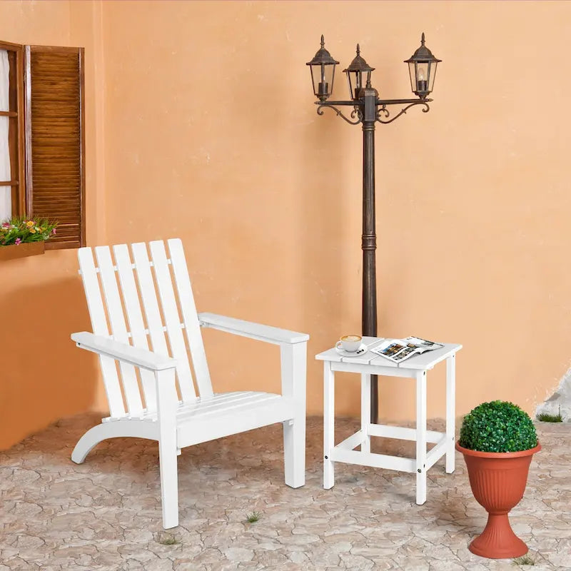 Lot de 2 chaises Adirondack de jardin Costway avec table d'appoint en bois massif