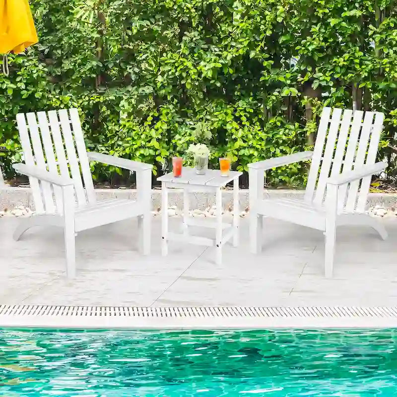Lot de 2 chaises Adirondack de jardin Costway avec table d'appoint en bois massif