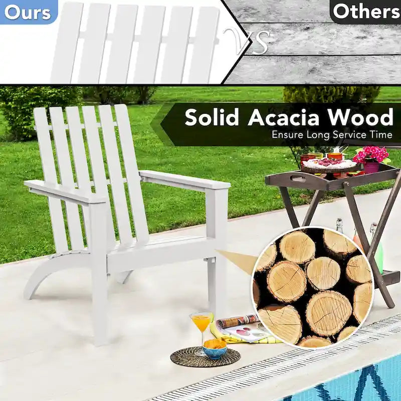 Lot de 2 chaises Adirondack de jardin Costway avec table d'appoint en bois massif