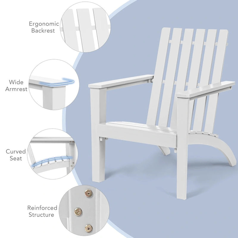 Lot de 2 chaises Adirondack de jardin Costway avec table d'appoint en bois massif