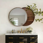 23.6 Miroir mural rond coulissant moderne avec rangement, miroir de courtoisie peu encombrant pour salle de bain, miroir décoratif pour salon
