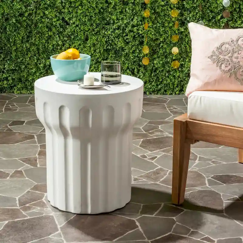 SAFAVIEH Ulya Table d'appoint en béton pour intérieur/extérieur - 15,7 x 15,7 x 17,7 - 16Lx16Px18H