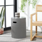 SAFAVIEH Reasilvia Trunk Concrete Indoor/ Outdoor Accent Table (Dark Grey) - 14.9 x 14.9 x 16.5 - 15Wx15Dx17H