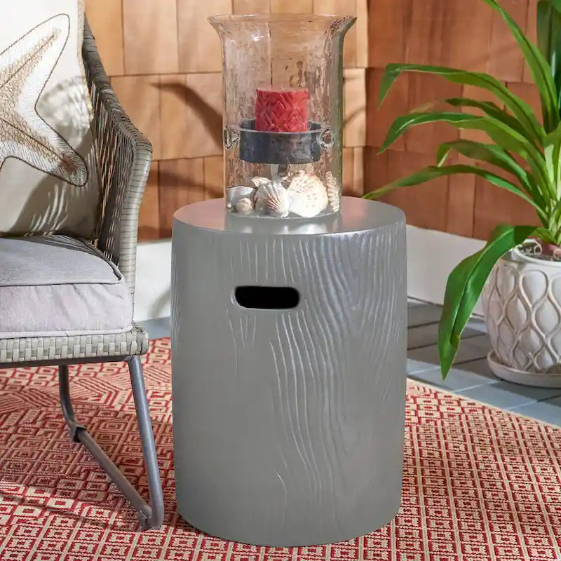 Table d'appoint d'intérieur/extérieur en béton Safavieh Reasilvia Trunk (gris foncé) - 14.9 x 14.9 x 16.5 - 15Wx15Px17H