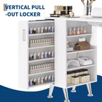 Table de manucure 42 pouces pour styliste ongulaire avec collecteur de poussière et repose-poignet, bureau pour ongles avec casier vertical coulissant, 1 armoire de rangement, 2 tiroirs