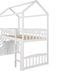Lit mezzanine jumeau avec toboggan et escalier, lit mezzanine avec tiroirs de rangement, lit mezzanine cabane en bois pour enfants et tout-petits