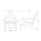 Chaise Adirondack moderne d'extérieur Marina tout temps en bois synthétique