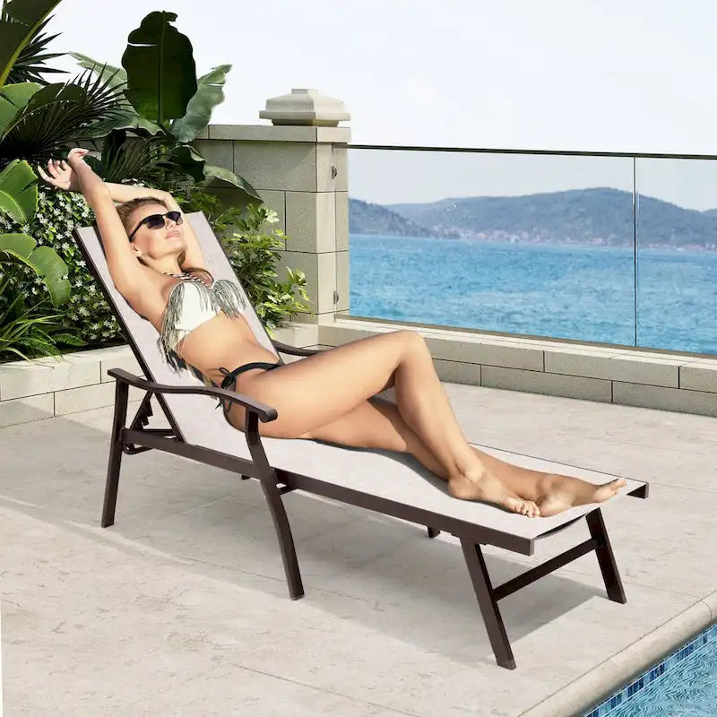 Chaises longues de jardin VredHom en aluminium réglables - 76,18 L 21,1 l 13,8 H