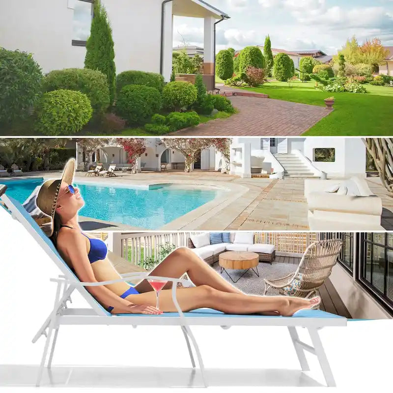 Chaises longues de jardin VredHom en aluminium réglables - 76,18 L 21,1 l 13,8 H