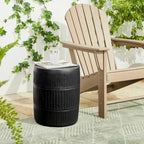Glitzhome 18H Modern MGO Faux Drum Garden Stool Accent Table