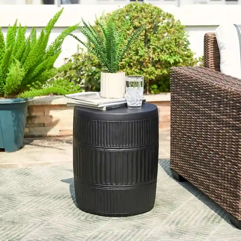 Glitzhome 18H Tabouret de Jardin/Table d'appoint Moderne MGO Faux Tambour