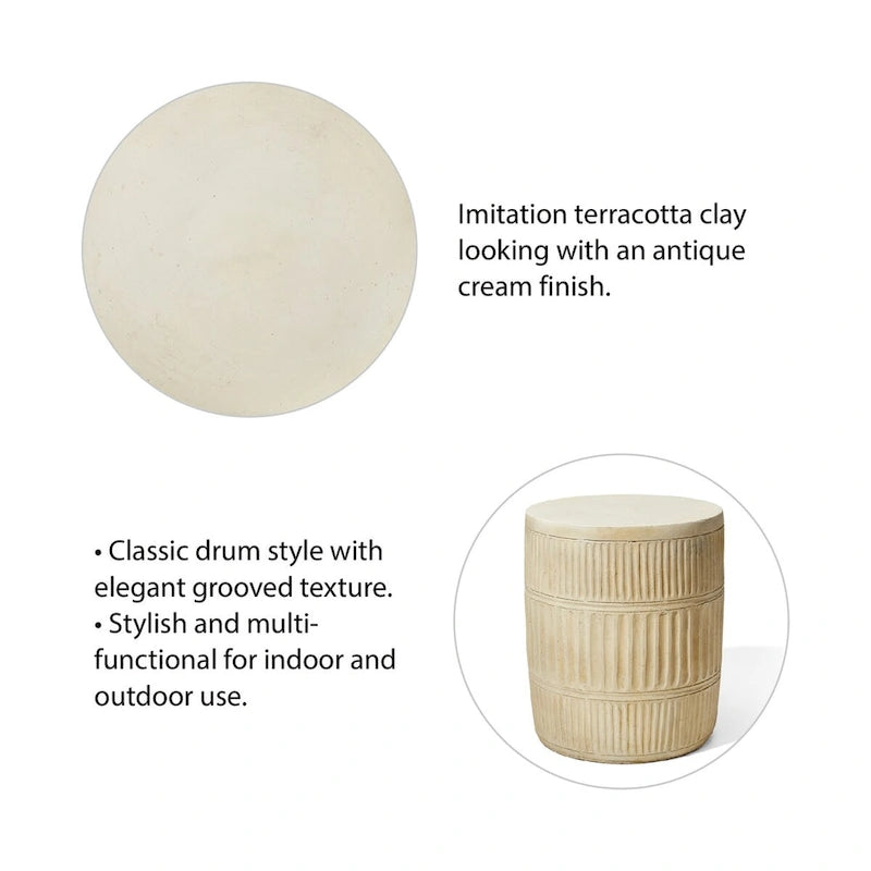 Glitzhome 18H Tabouret de Jardin/Table d'appoint Moderne MGO Faux Tambour