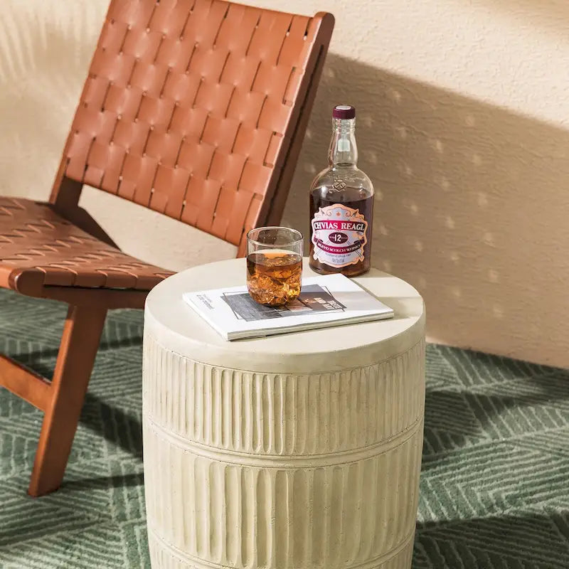 Glitzhome 18H Tabouret de Jardin/Table d'appoint Moderne MGO Faux Tambour