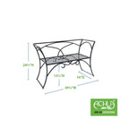 Banc d'arc en fer forgé incurvé Achla Designs avec dossier, 67,3 cm de haut, finition thermolaquée noire