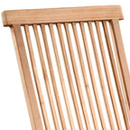 Chaise pliante Fuling en teck à lattes, finition naturelle, pour intérieur et extérieur