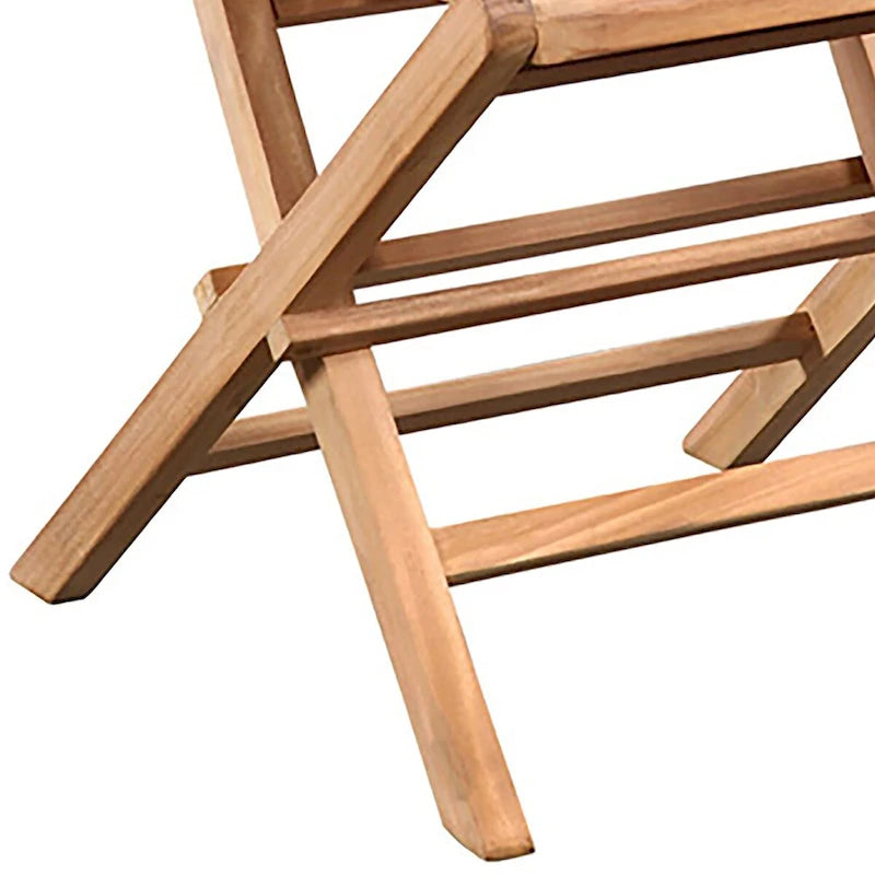 Chaise pliante Fuling en teck à lattes, finition naturelle, pour intérieur et extérieur