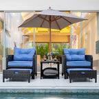 Ensemble de conversation de patio en osier 5 pièces Pamapic avec poufs