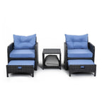 Ensemble de conversation de patio en osier 5 pièces Pamapic avec poufs