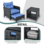 Ensemble de conversation de patio en osier 5 pièces Pamapic avec poufs