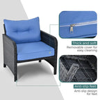 Ensemble de conversation de patio en osier 5 pièces Pamapic avec poufs