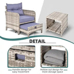 Ensemble de conversation de patio en osier 5 pièces Pamapic avec poufs
