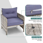 Ensemble de conversation de patio en osier 5 pièces Pamapic avec poufs