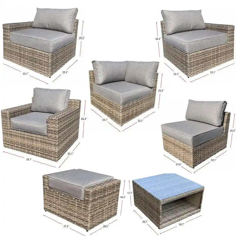 Ensemble de sièges en rotin 10 pièces Ventura à chaises multiples