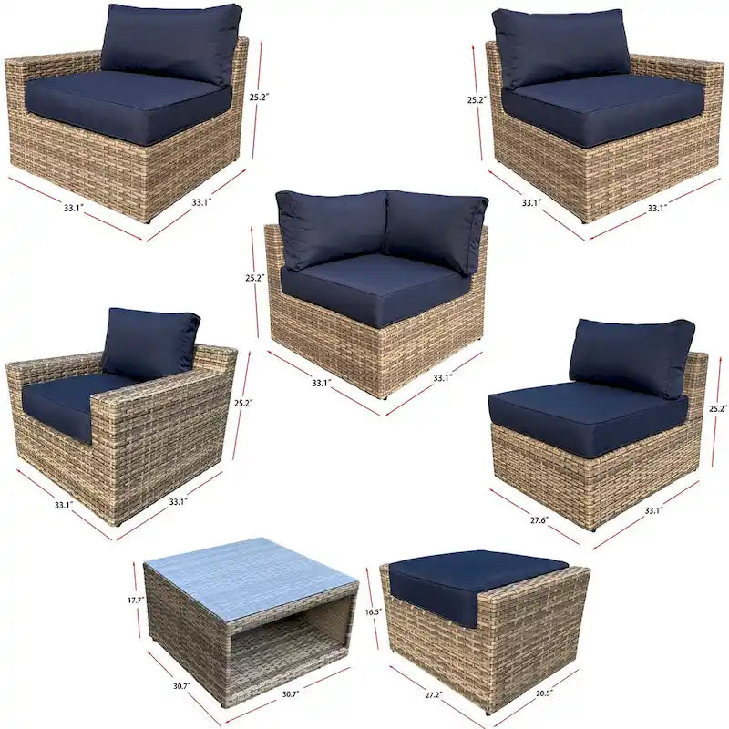 Ensemble de sièges en rotin 10 pièces Ventura à chaises multiples