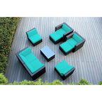 Salon de jardin Ohana 9 pièces en osier noir avec coussins - Aucun assemblage requis