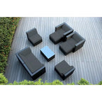 Salon de jardin Ohana 9 pièces en osier noir avec coussins - Aucun assemblage requis