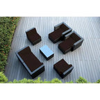 Salon de jardin Ohana 9 pièces en osier noir avec coussins - Aucun assemblage requis