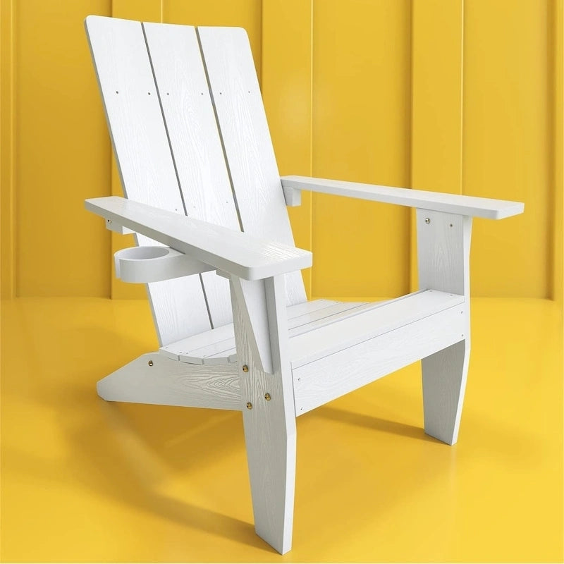 WINSOON Adirondack Chair with Cup Holder All Weather,Made Of HIPS