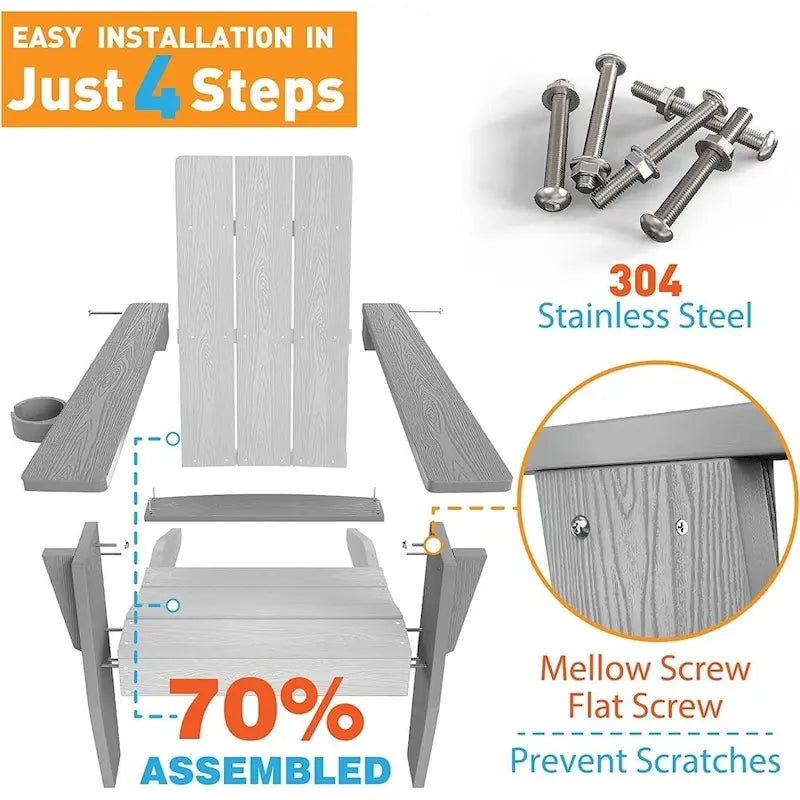 WINSOON Fauteuil Adirondack avec Porte-gobelet Tous Temps, Fabriqué en HIPS