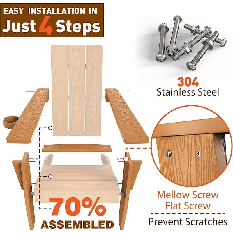 WINSOON Fauteuil Adirondack avec Porte-gobelet Tous Temps, Fabriqué en HIPS