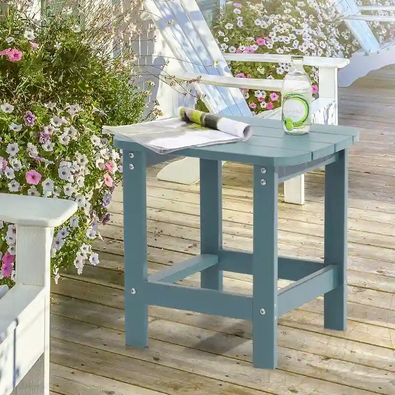 BONOSUKI Outdoor Rectangular All Weather Adirondack Side Table