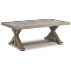 Canapé Ashley Beachcroft Nuvella marron/beige avec table basse et table d'appoint - 83 larg. x 37 prof. x 36 haut.