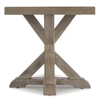 Canapé Ashley Beachcroft Nuvella marron/beige avec table basse et table d'appoint - 83 larg. x 37 prof. x 36 haut.