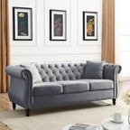 Canapé Chesterfield Velours Noir pour Salon