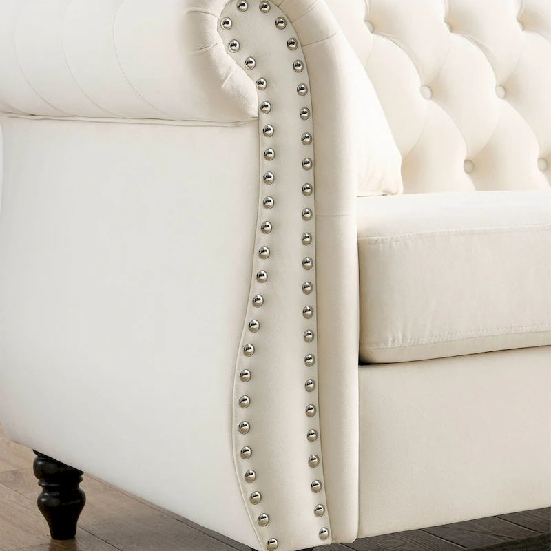 Canapé Chesterfield Velours Noir pour Salon