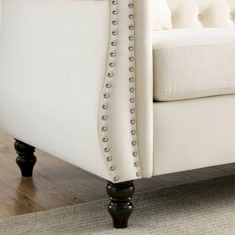 Canapé Chesterfield Velours Noir pour Salon