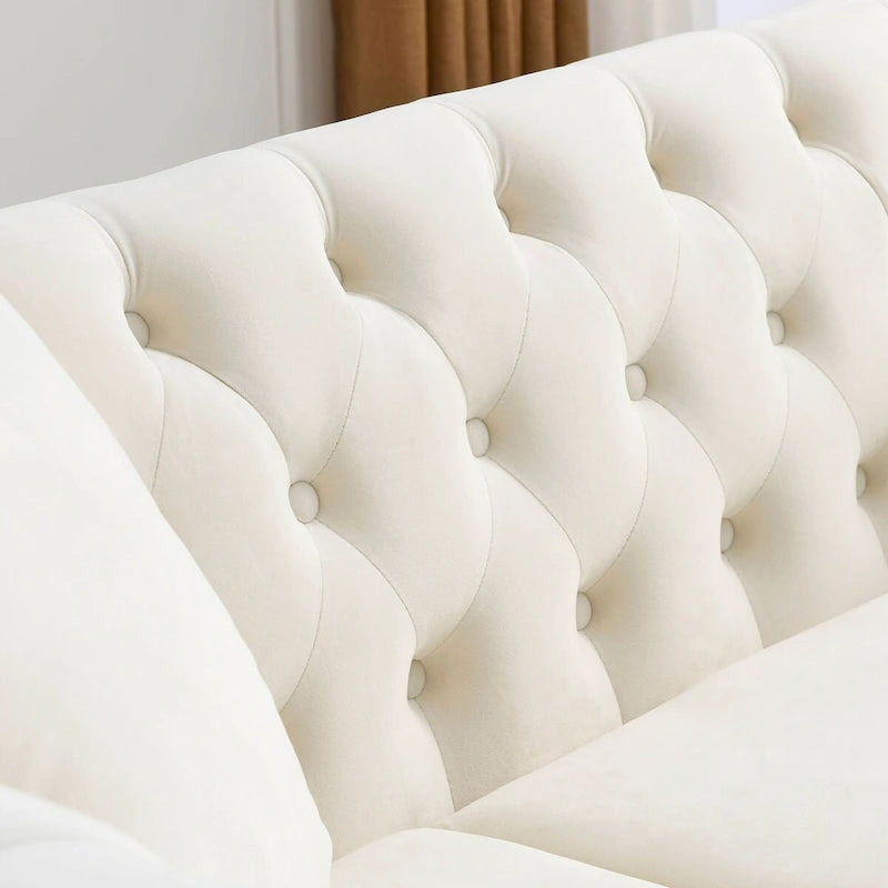 Canapé Chesterfield Velours Noir pour Salon