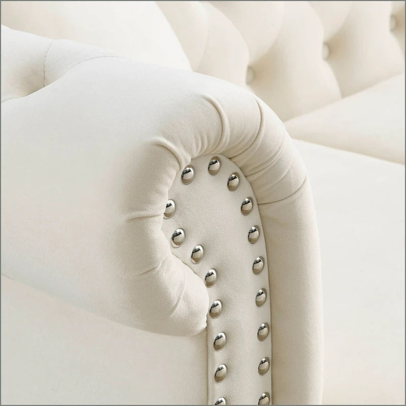 Canapé Chesterfield Velours Noir pour Salon