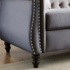 Canapé Chesterfield Velours Noir pour Salon