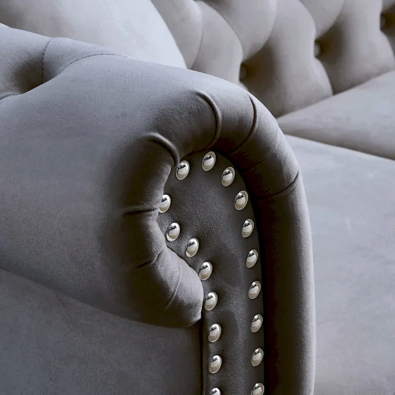 Canapé Chesterfield Velours Noir pour Salon