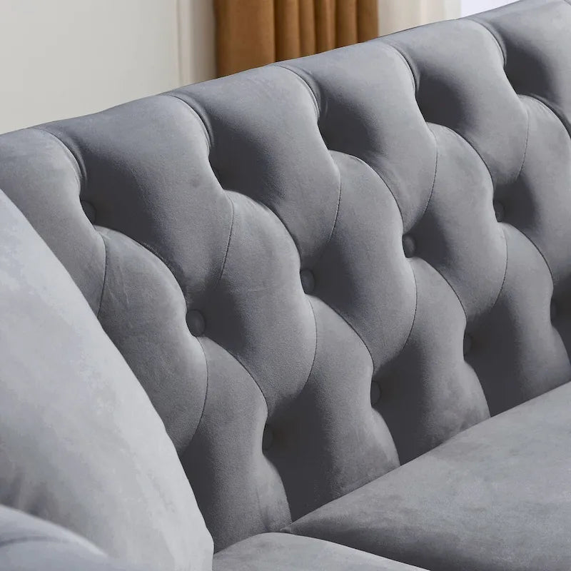 Canapé Chesterfield Velours Noir pour Salon